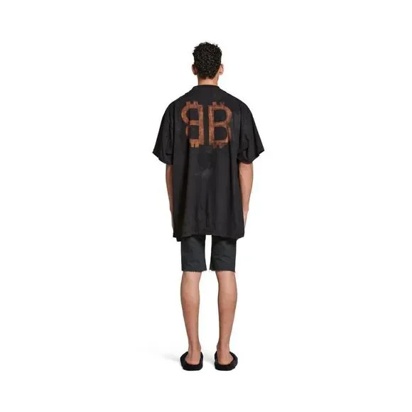 Balenciaga Crypto T-Shirt Oversized Black Faded vintage jersey Mens Size 2 Med - Picture 5 of 8